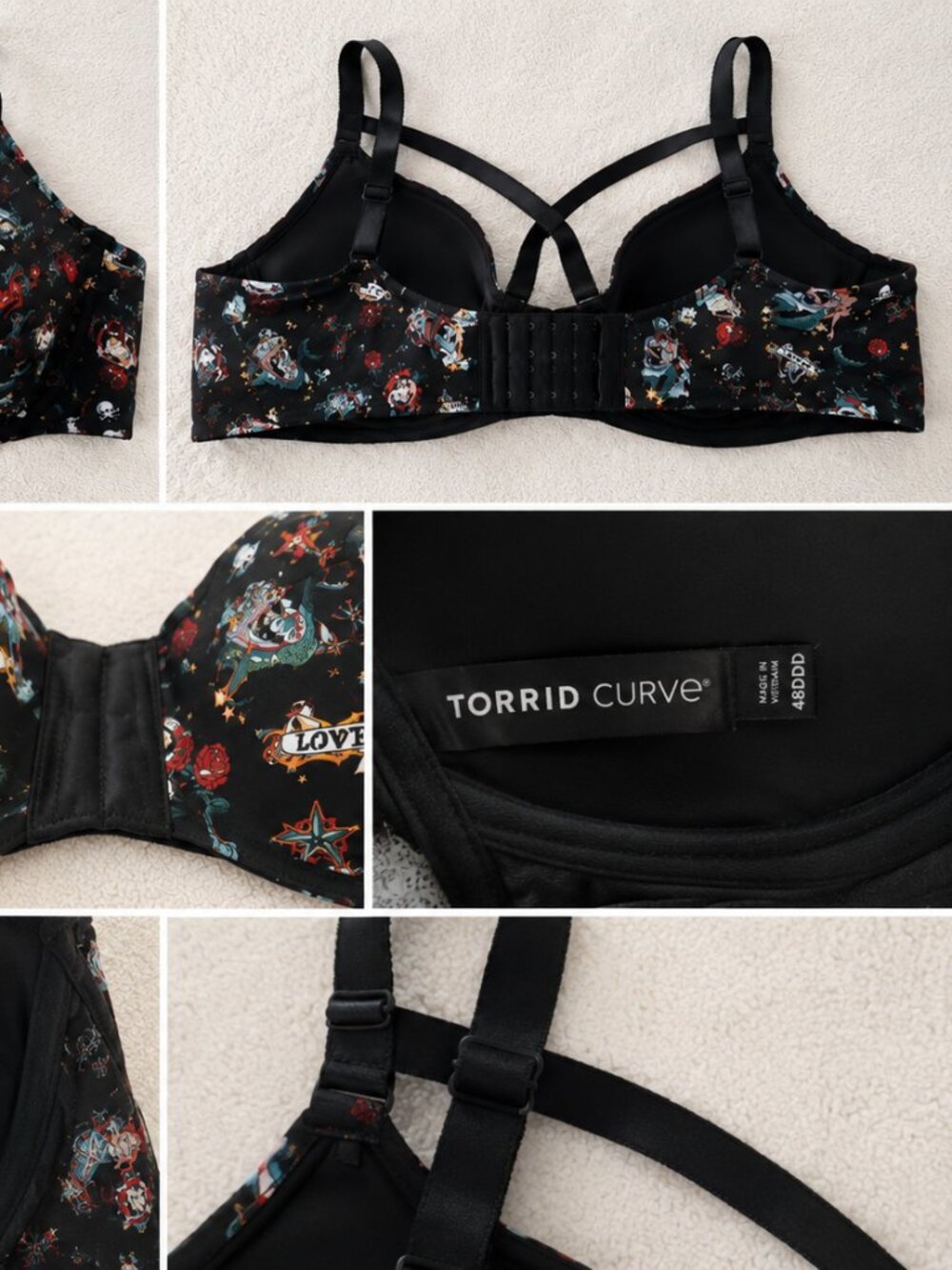 Torrid Curve Tattoo Mermaid Print Bra | 46DDD | NWOT - Picture 2 of 2